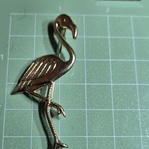 Gold Flamingo Brooch